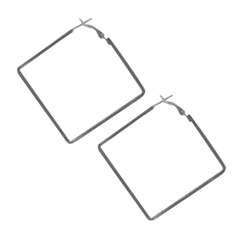 Minimalist Square Stainless Steel Hoop Earrings -Silver
